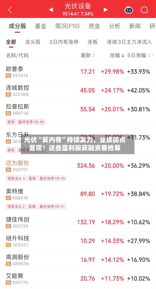 光伏“反内卷”持续发力，业绩拐点显现！这些盈利股获融资客抢筹-第2张图片