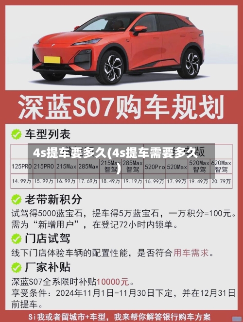 4s提车要多久(4s提车需要多久)