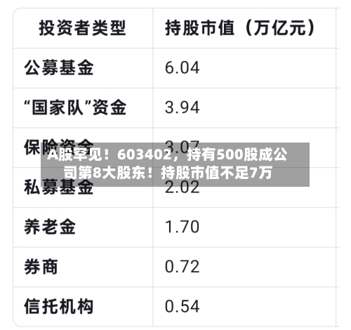 A股罕见！603402，持有500股成公司第8大股东！持股市值不足7万