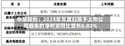 中荣股份：2025年年度归属于上市公司股东的净利润同比增长6.82%-第2张图片