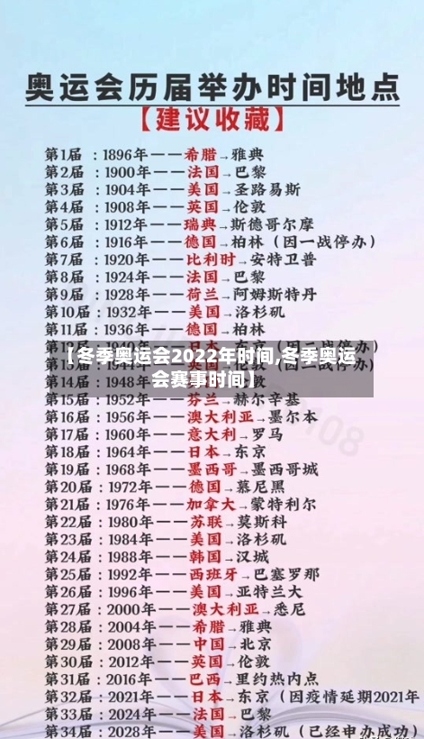 【冬季奥运会2022年时间,冬季奥运会赛事时间】-第3张图片