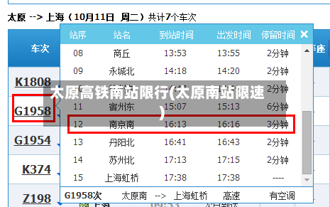 太原高铁南站限行(太原南站限速)