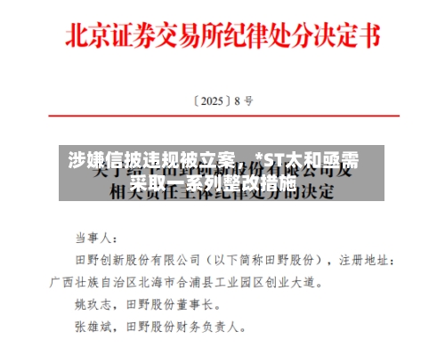 涉嫌信披违规被立案，*ST太和亟需采取一系列整改措施