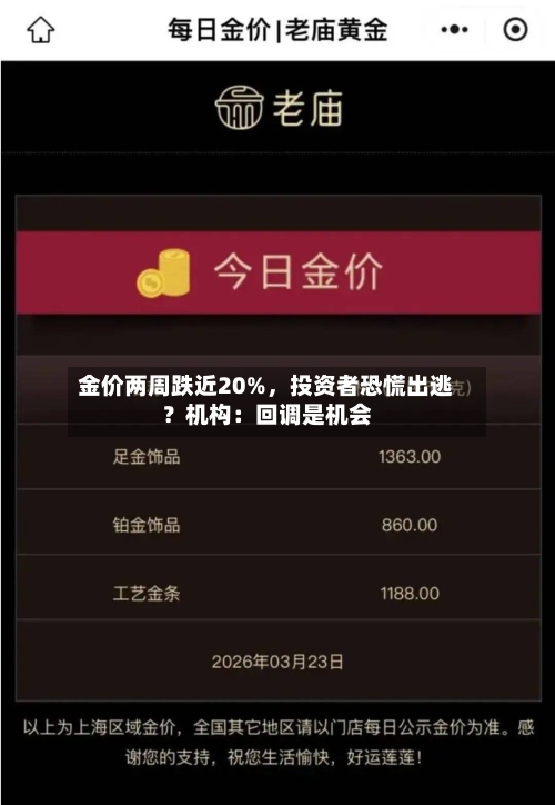 金价两周跌近20%，投资者恐慌出逃？机构：回调是机会-第2张图片