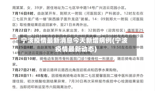 宁波疫情最新消息今天新增病例(宁波疫情最新动态)