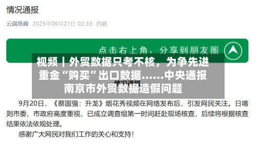 视频｜外贸数据只考不核，为争先进重金“购买	”出口数据……中央通报南京市外贸数据造假问题-第2张图片