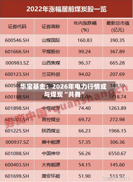 华宝基金：2026年电力行情或与煤炭“共舞”-第2张图片
