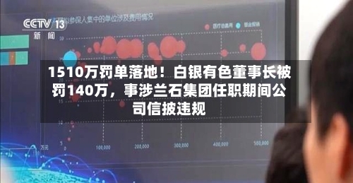 1510万罚单落地！白银有色董事长被罚140万，事涉兰石集团任职期间公司信披违规-第2张图片
