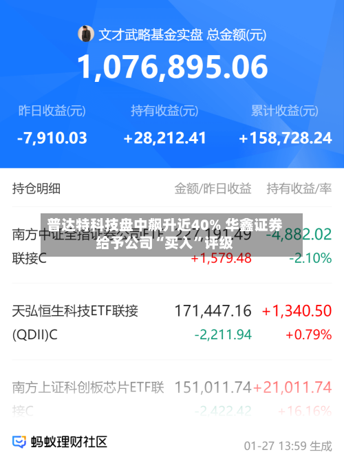 普达特科技盘中飙升近40% 华鑫证券给予公司“买入”评级-第2张图片