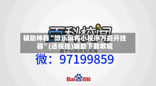 辅助神器“微乐麻将小程序万能开挂器”(透视挂)辅助下载教程-第3张图片