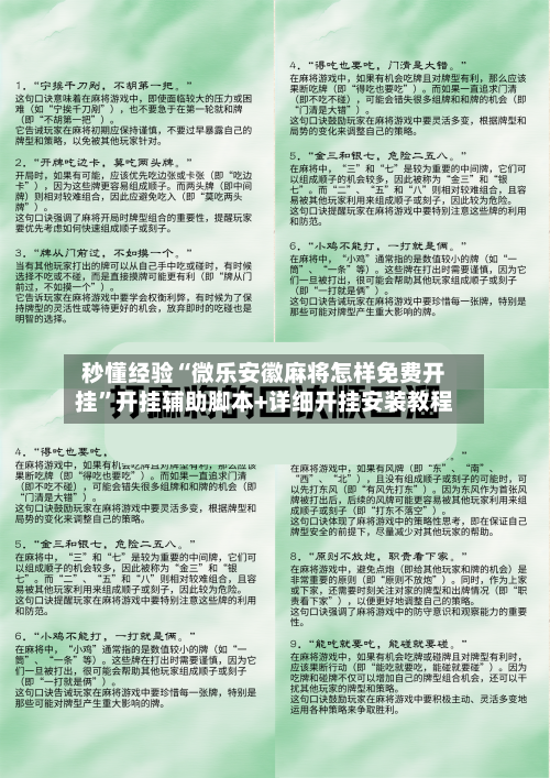 秒懂经验“微乐安徽麻将怎样免费开挂	”开挂辅助脚本+详细开挂安装教程-第2张图片
