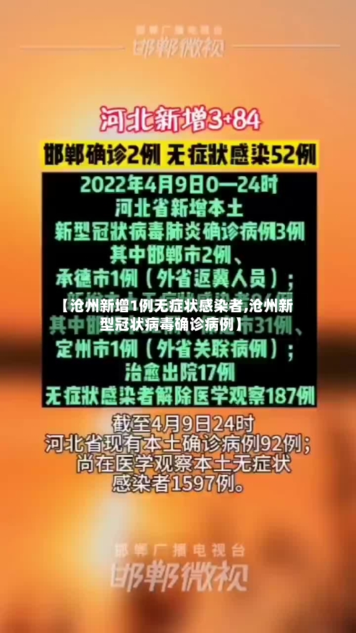 【沧州新增1例无症状感染者,沧州新型冠状病毒确诊病例】