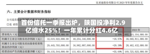 首份信托一季报出炉，陕国投净利2.9亿缩水25%！一年累计分红4.6亿-第2张图片