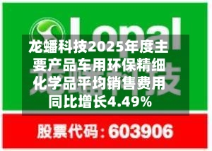 龙蟠科技2025年度主要产品车用环保精细化学品平均销售费用同比增长4.49%-第2张图片