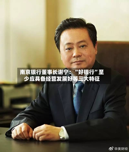 南京银行董事长谢宁：“好银行”至少应具备经营发展好等三大特征