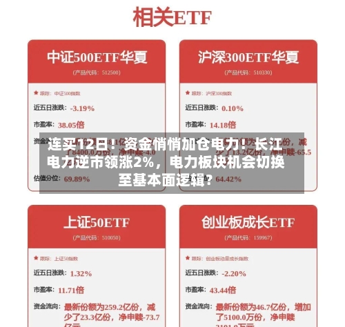 连买12日！资金悄悄加仓电力！长江电力逆市领涨2%，电力板块机会切换至基本面逻辑？
