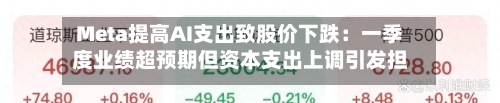 Meta提高AI支出致股价下跌：一季度业绩超预期但资本支出上调引发担忧