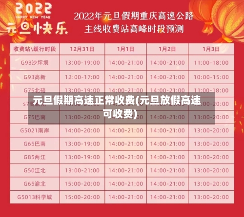元旦假期高速正常收费(元旦放假高速可收费)
