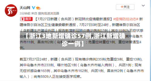 【浙江3地新增确诊57例,浙江新增确诊一例】