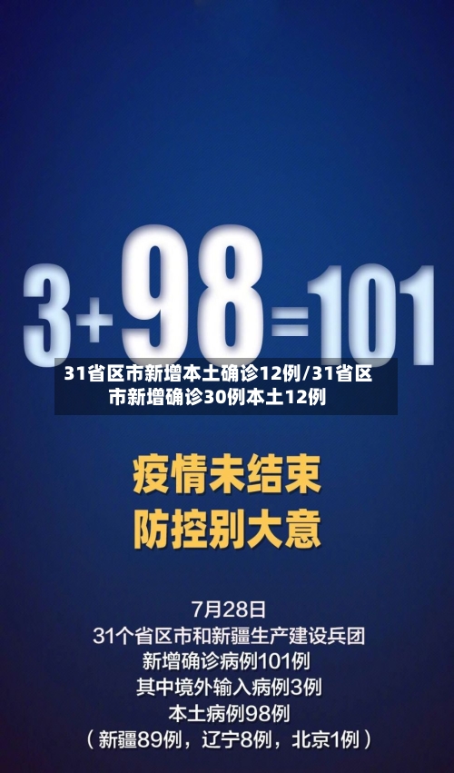31省区市新增本土确诊12例/31省区市新增确诊30例本土12例
