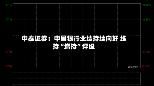 中泰证券：中国银行业绩持续向好 维持“增持”评级-第2张图片
