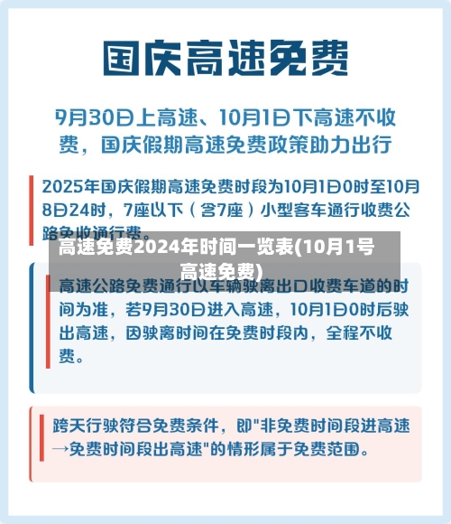 高速免费2024年时间一览表(10月1号高速免费)-第2张图片