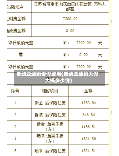 自动变速箱专修费用(自动变速箱大修大概多少钱)