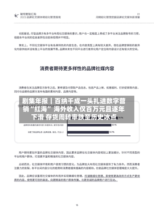 剧集年报｜百纳千成一头扎进数字营销“红海” 海外收入仅百万元且逐年下滑 存货周转率跌至历史冰点-第2张图片