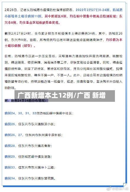广西新增本土12例/广西 新增