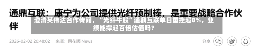 澄清英伟达合作传闻，“光纤牛股	”通鼎互联单日重挫超8%	，业绩能撑起百倍估值吗？-第3张图片