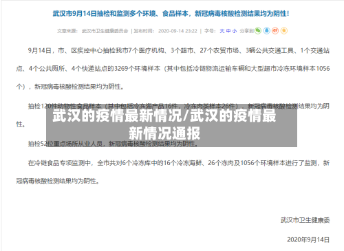 武汉的疫情最新情况/武汉的疫情最新情况通报