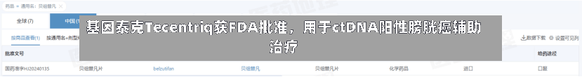 基因泰克Tecentriq获FDA批准，用于ctDNA阳性膀胱癌辅助治疗-第2张图片