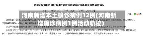 河南新增本土确诊病例12例(河南新增确诊病例1例活动轨迹)